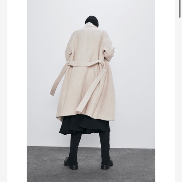 NWT! Zara medium textured wool blend high collar jacket with waist belt. - Picture 3 of 13